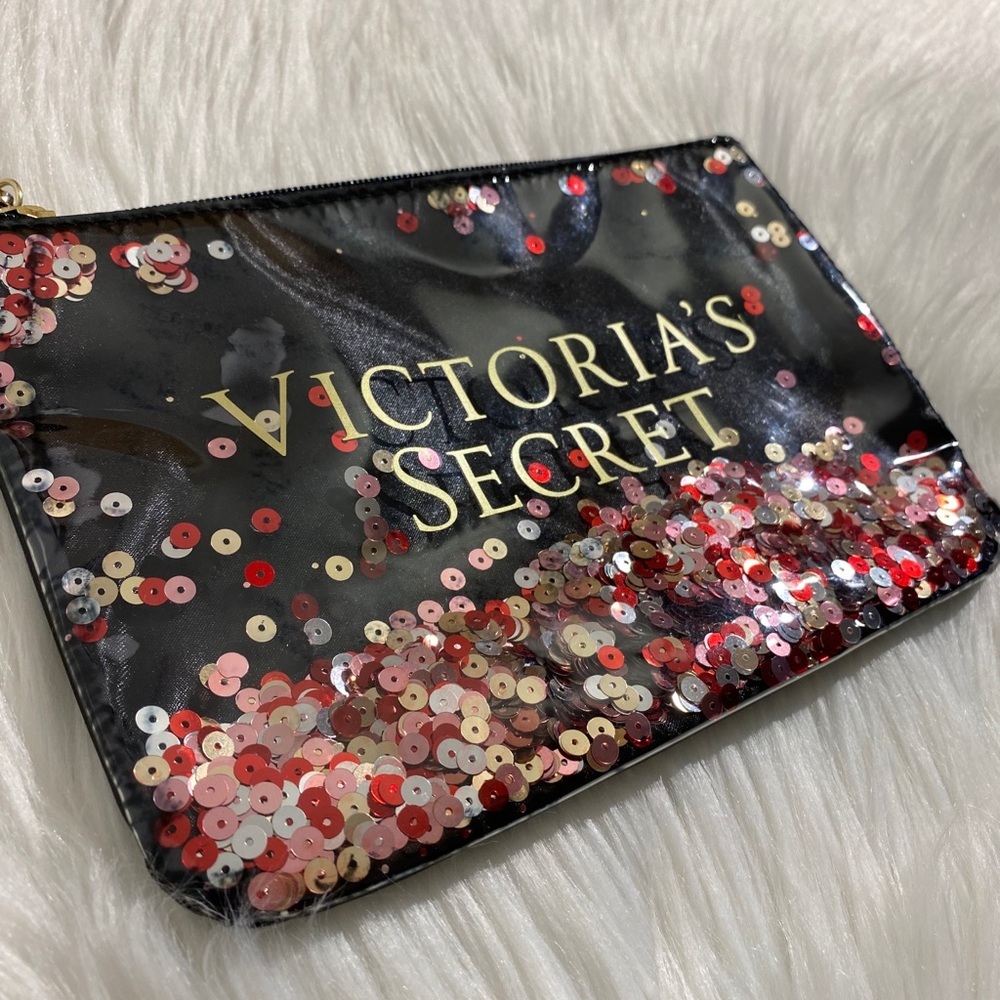 Victoria Secret New Black Sequin Make Up Bag